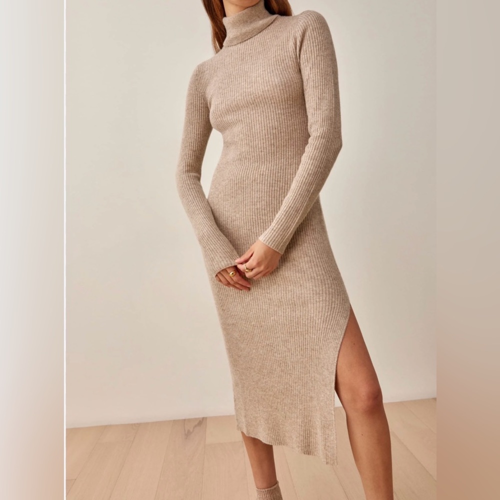Reformation - robin cashmere dress in oatmeal